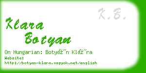 klara botyan business card